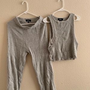 LULUS Gray Crop Tank Co-ord set